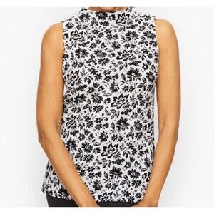 Women's talbots button detail funnel neck floral dotted tank blouse sz XL petite